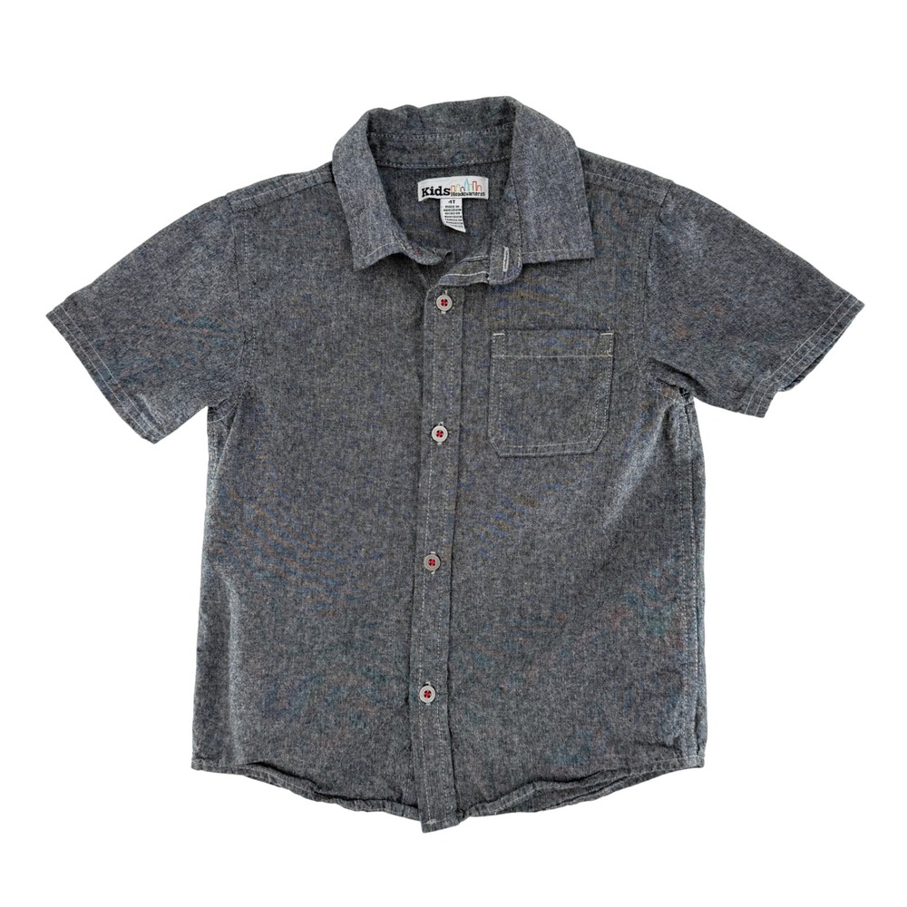 Kids‎ Headquarters Boys Charcoal Gray Short Sleeve Button Up Shirt Size 4T